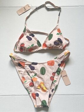 NWT Jimmi Swim Swimwear Peachy Tutti Fruit Bikini Set Sz M